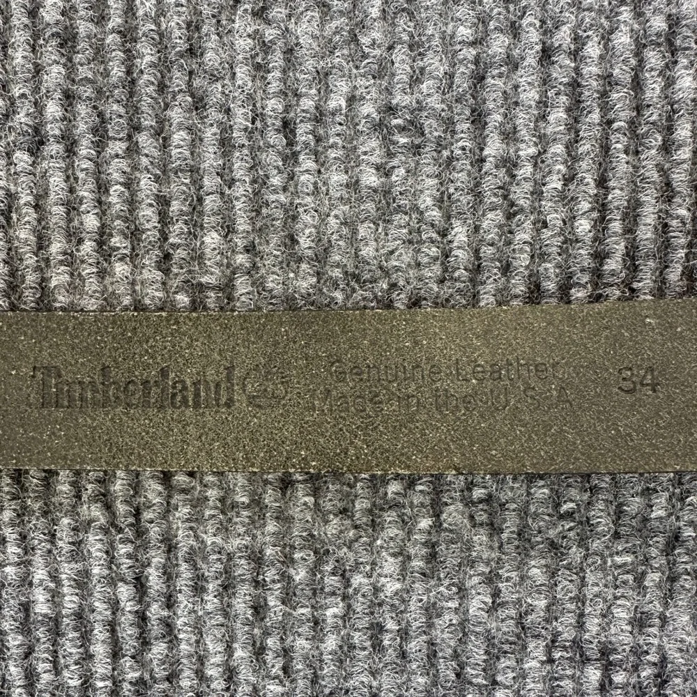 Timberland Mens Classic Logo Belt 34 Black Genuine Leather Made In USA